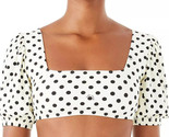 KATE SPADE Bikini Swim Top Puff Sleeve Ivory Black Polka Dot Size Small ... - $37.39