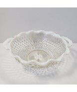 Vintage Fenton Hobnail Moonstone Opalescent Ruffled Edge 6.25&quot; Bowl w/ H... - $22.50