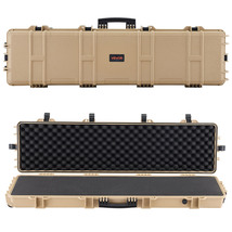 VEVOR Lockable Rifle Case, Pre-cut Foams, 54.3" Gun Storage &amp; Wheels, Khaki - $116.99