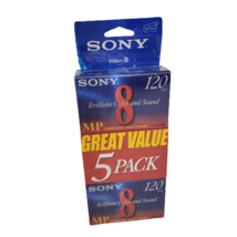 5 Pack Sony Video 8 MP Video Cassette Tape 120 Min 8MM Standard Grade P6... - £33.01 GBP