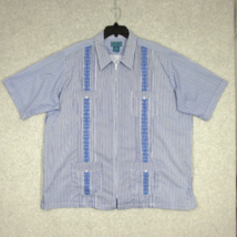 TropiCool Men&#39;s Shirt Full Zip Blue Stripe Embroidered Size 2XL TL Short... - £10.26 GBP