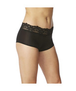 No Boundaries Women&#39;s Micro W Lace Boyshort Panties Size 3XL Solid Black - £8.09 GBP