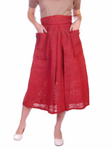VTG 1940s Coral Red Burlap Skirt Claire McCardell Style Plaid Lined Pock... - $4,118.21 MXN