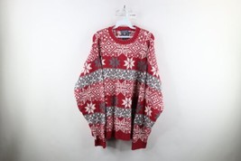 Vintage 90s Chaps Ralph Lauren Mens Large Fair Isle Snowflake Knit Sweater USA - £46.47 GBP
