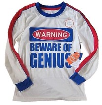 Wonder Nation Warning Beware Of Genius Long Sleeve Child Shirt Size M 8 Glows - £7.52 GBP