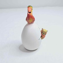 Cracked Egg Clay Pottery Bird Owl Pelican Orange Hand Painted Signed Mex... - £22.15 GBP