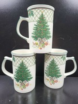 3 Mikasa Christmas Story Cappuccino Mugs CAB08 Set 4 7/8&quot; Holiday Tree Cups Lot - £34.55 GBP