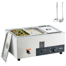 VEVOR 3-Pan Commercial Food Warmer, 3 x 8QT Electric Steam Table, 1500W ... - $230.81