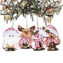 Christmas Bell Ornaments Set, Cute Santa Claus Reindeer Snowman Bear Hanging Bel - £22.35 GBP