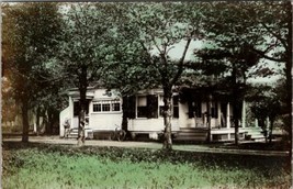 RPPC 1908 The Cedars Home House Hand Colored Residence Porch Bicycle Postcard U7 - £26.87 GBP