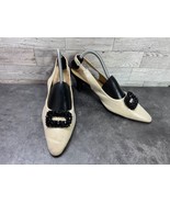 Whittall &amp; Shon H82 Heels Women 11M Shoes Beige Slingback Shimmer slip O... - €29,57 EUR