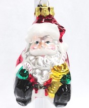 Figural Mercury Glass Sitting Santa Claus 4&quot; Christmas Ornament Glittery Cute - £3.68 GBP