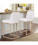 Two Counter-Height Bar Stools With Backs In White And Gold From Maison Arts - £265.95 GBP