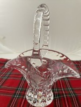 House Of Global Art Full Lead Crystal Basket Etched Rose Flower W. Germany - $28.50