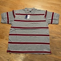 New Vintage Pj Mark Mens Polo Gray Shirt Sz 2XL Red Stripes Y2K - £11.87 GBP