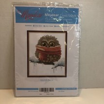 Owl Cross Stitch Kit Maydear 9.45&quot; x 11&quot; Preprinted Aida Fabric - £7.75 GBP