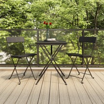 Folding Bistro Chairs 2 pcs Black Poly Rattan and Steel - £52.04 GBP