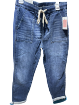 Judy Blue Jeans High Waist Double Cuff Medium Wash Drawstring Jogger Stretch 11 - £46.70 GBP