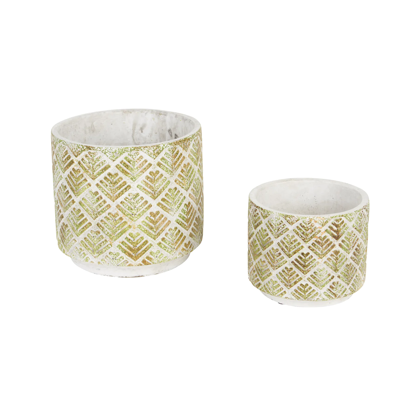Abstract Gold and White Cement Flower Pot Set of/2 - £25.25 GBP