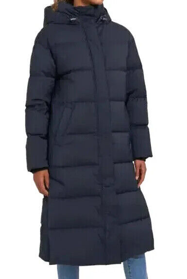 Primary image for THEORY CITY POLY DAWN HOODED LONG PUFFER COAT SIDE BUTTON DARK NAVY SZ LNWT