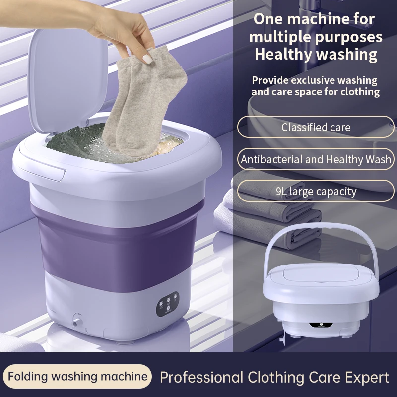 2023 NEW 9L Foldable Washing Machine Portable Socks Underwear Panties - $80.41