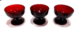 Vintage Anchor Hocking Ruby Red  Sherbet Dishes Bowls Set 3 - £11.18 GBP
