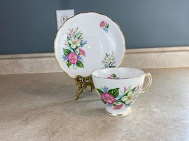 Colclough Bone China Pink White Flowers Tea Cup And Saucer Set - $14.84