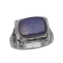 Genuine Lapis Lazuli oxidized Sterling Silver Ring - 8 cts - £34.36 GBP