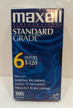 New Sealed Maxell Blank Video Cassette Standard Grade 6 Hour T-120 246m ... - $5.45