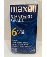 New Sealed Maxell Blank Video Cassette Standard Grade 6 Hour T-120 246m ... - £4.26 GBP