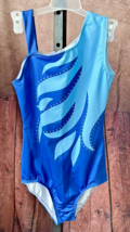 Girls NWT Dance YOGA Leotard Blue Sparkly Flame Design One Piece Unitard... - $68.84 MXN