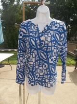 Nwot Chico&#39;s Blue&amp;White Print Top 1 - £13.36 GBP