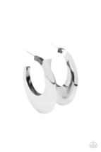 Paparazzi Going Oval-Board Silver Hoop Earrings - New - $4.50