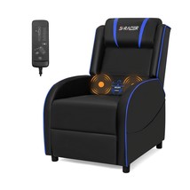 Massage Gaming Chair Recliner with Adjustable Footrest and Back w/ Blue ... - €173,31 EUR