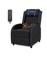 Massage Gaming Chair Recliner with Adjustable Footrest and Back w/ Blue ... - $277.90 CAD
