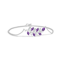 ANGARA Pear and Marquise Amethyst Olive Branch Bracelet in 14K Solid Gold - £567.51 GBP
