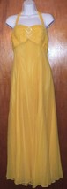 VINTAGE 100% SILK SIZE 10 CANARY YELLOW EVENING GOWN - £112.93 GBP