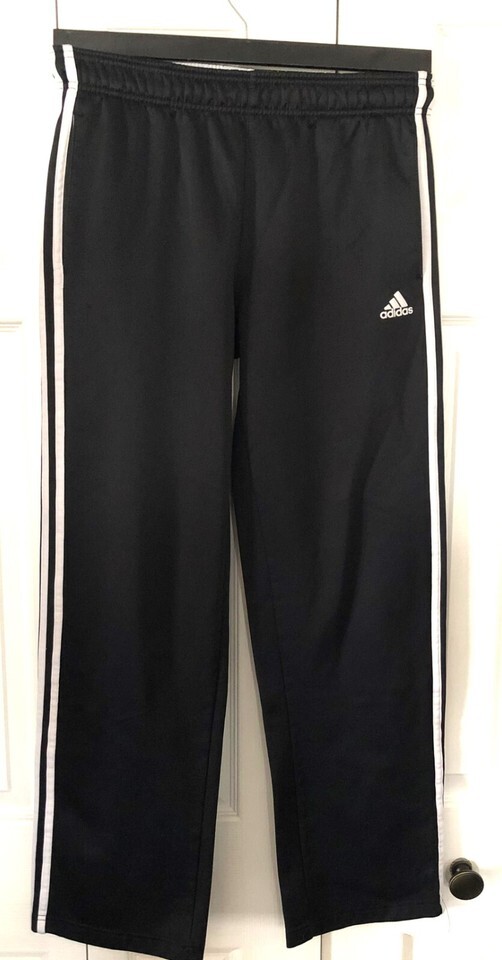 Boys Black with White Stripes Adidas Pants XL Pre-Owned Sweat Pants - $11.95