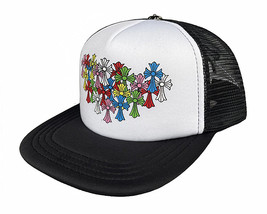 Chrome Hearts Style Trucker Cap Hat Flat Brim Graffiti Cross Patch Silver 925 - £27.32 GBP+