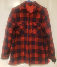 Woodland Quilted Shirt Jacket Flannel Red Plaid Insulated Retro Grunge S... - $23.28