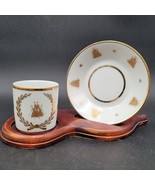 Antique Limoges Gold Gilt Napoleonic Bees &amp; Laurel Leaf Demitasse Cup &amp; ... - $49.49