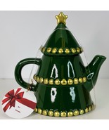 CHRISTMAS TREE Jug 8”H X 6” Green With Gold Connections - Ceramic New - $31.07 CAD