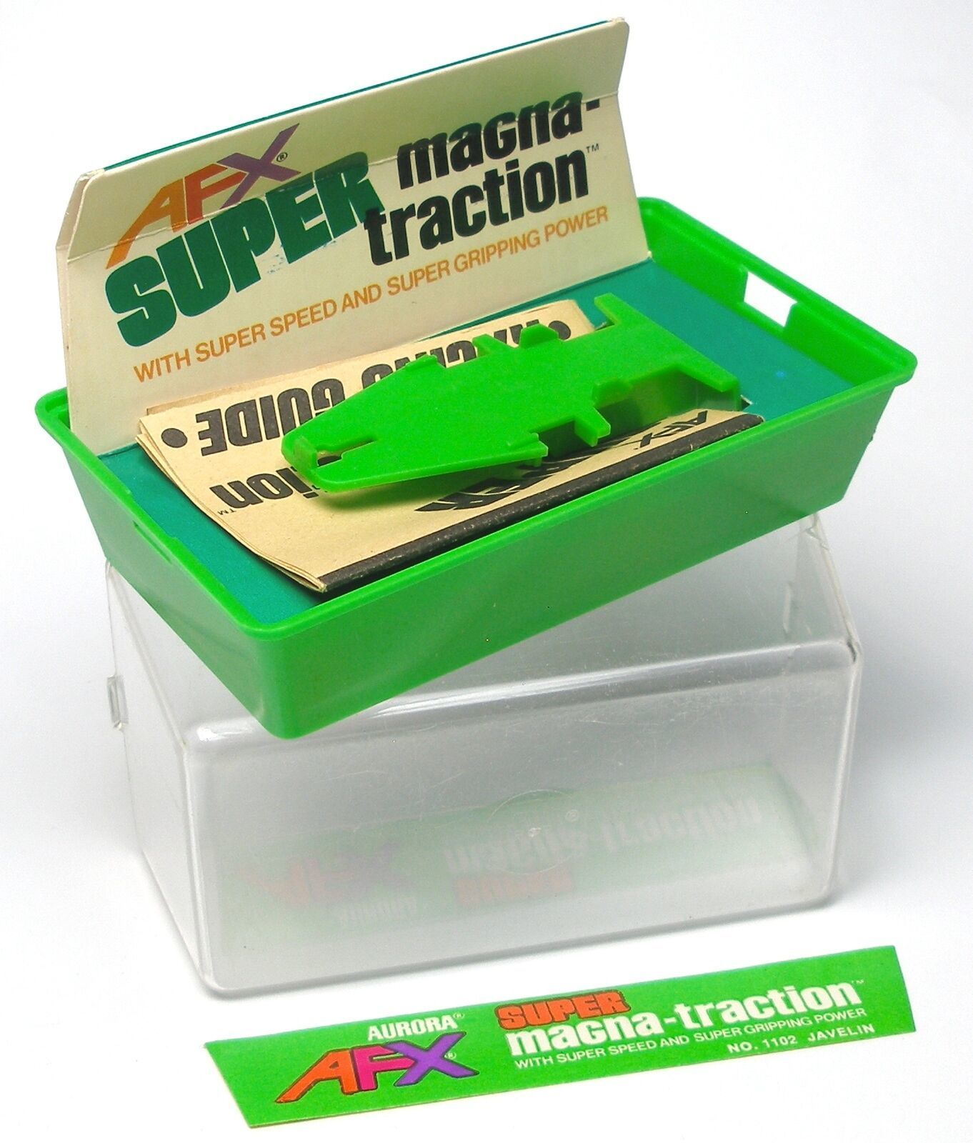 1 1978 AURORA Embossed Clear Cover Super Mag Green Clam Shell Slot Car Rare BOX - $11.99