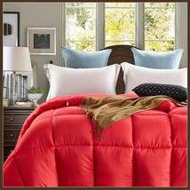 King Size Red Jacquard Weave Silk Quilted White Duck Down Duvet Comforter  - £228.00 GBP