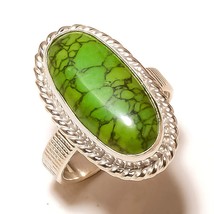 Green Turquoise Gemstone 925 Silver Overlay Handmade Rope Bezel Ring US-7.75 - £8.01 GBP