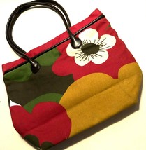 KnitPickers Knitting Green Burgundy Floral Large Canvas Tote Bag 17&quot; x14... - $9.79