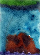 Original Abstract Watercolor Painting Art &quot;Lava&quot; ACEO by 6 Year Old Artist Mila - £6.24 GBP