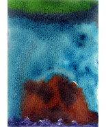 Original Abstract Watercolor Painting Art &quot;Lava&quot; ACEO by 6 Year Old Arti... - £6.25 GBP