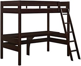 Twin (Espresso) Dorel Living Harlan Wood Loft Bed With Ladder And Guard Rail. - $493.96