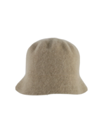 Vtg 90s Streetwear Blank Wool Rabbit Hair Knit Bucket Hat Cap Beige Wome... - $44.50
